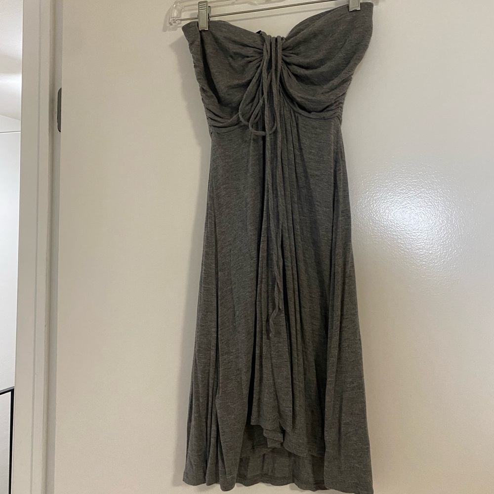 BCBGMaxAzria Strapless Gray Knit Midi Dress
